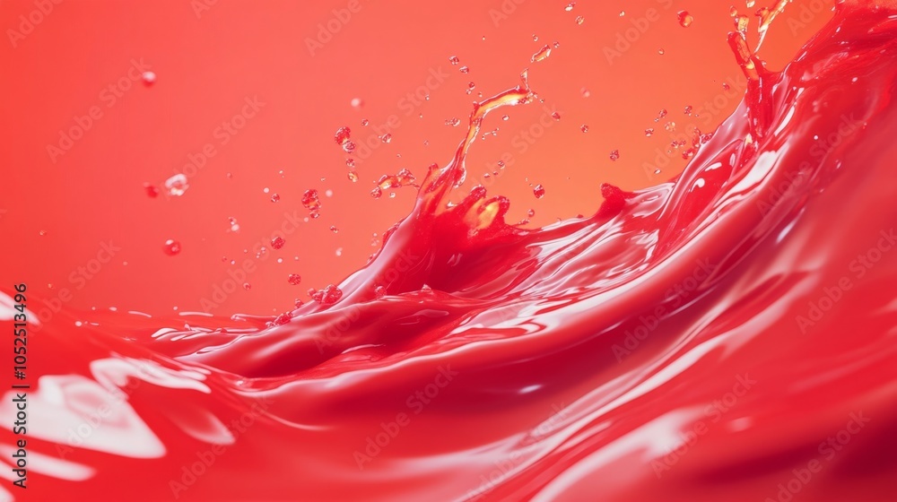 Poster Dynamic splash of red liquid capturing motion and energy in a visually striking image