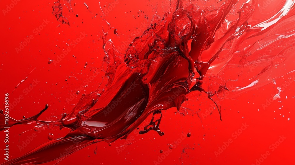 Poster dynamic splash of red liquid against a bold background a vivid representation of motion and energy