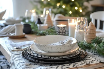 Christmas table setting in Scandinavian style