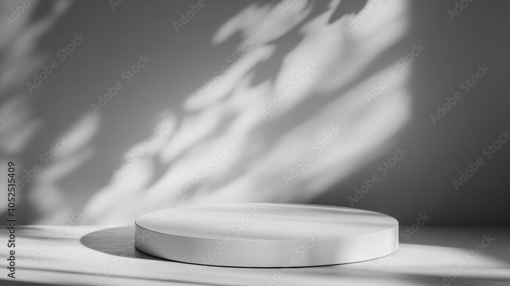 Poster minimalist display with shadows a modern circular platform for creative presentations