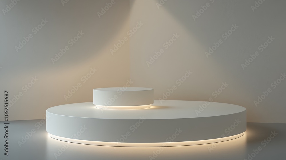 Poster minimalist display platform for modern interiors a sleek round design with soft lighting for showcas