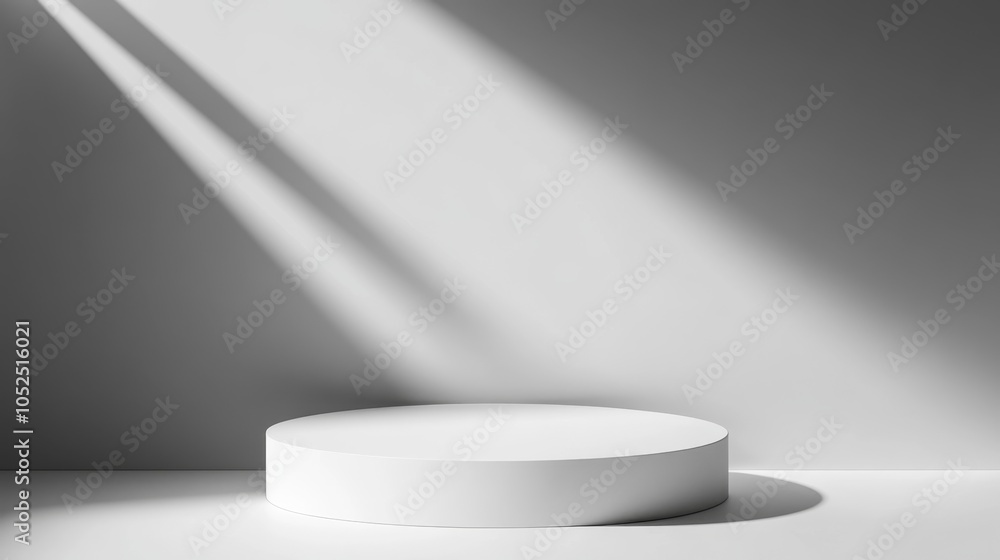 Aufkleber elegant minimalist display platform with soft lighting and shadows for contemporary visual presentat