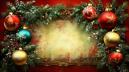 Holiday decorations. Festive Christmas decorations in vibrant colors, New Year celebrations