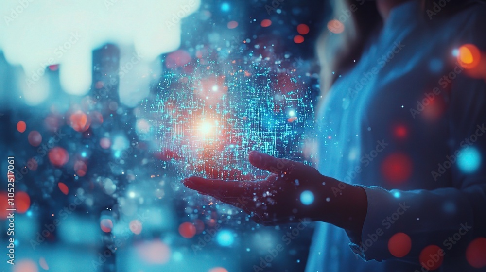 Poster abstract technology visualization with data representation