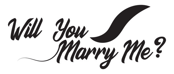 Obraz premium Will you marry me hand drawn lettering and text icon. Will you marry me icon vector illustration.