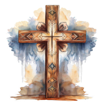 recommend clip art: Watercolor Easter Cross. Hand drawn Baptism Crosses DIY Invitation. Wooden Easter clip art. Holy Spirit, Religious, hand drawn. Wooden cross illustration vector design
