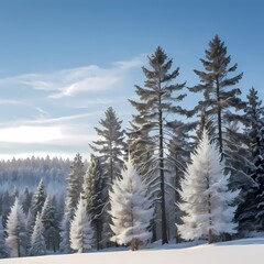 snow covered trees in the mountains