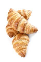 Freshly Baked Butter Croissants Isolated on White Background