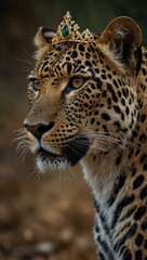 Leopard wearing a crown