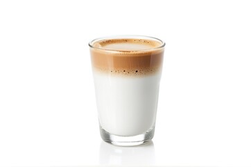 Layered Espresso and Milk Drink with Velvety Crema in Clear Glass