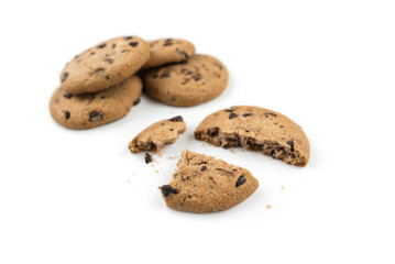 Delicious chocolate chip cookies isolated on white