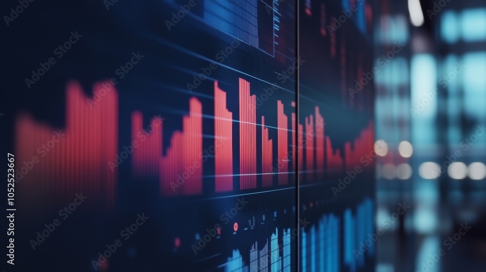Fototapete data visualization with vibrant bar graphs and lines