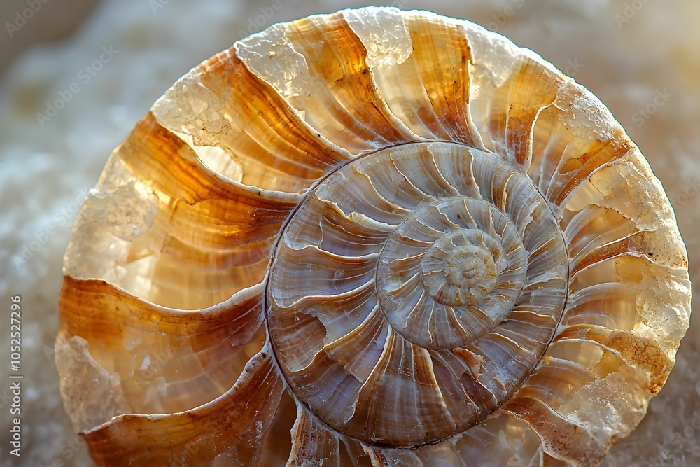Poster beautiful ammonite shell on display showcasing natural patterns