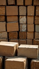 Pressed paper and cardboard bales at a disposal plant.