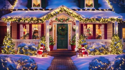 Fototapeta premium Cozy Christmas Home with Festive Decorations