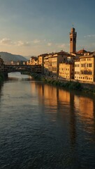 Fototapeta premium Scenic architecture of Florence from the Arno River