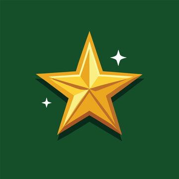 Shiny gold star on a green background.