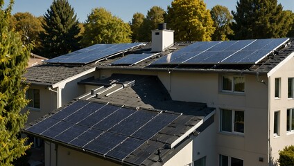 Fototapeta premium Side view of solar panels on a residential home