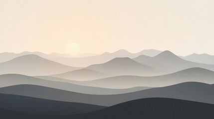Sunrise Over Misty Mountain Range