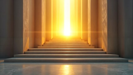 Majestic Marble Staircase Leading to Light, Pathway to Success Concept