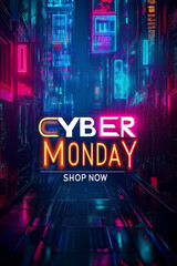 Cyber Monday Sale banner. Online Shopping Marketing Concept