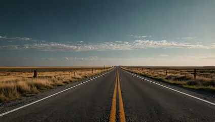 Naklejka premium Straight outdoor road leading to the horizon.