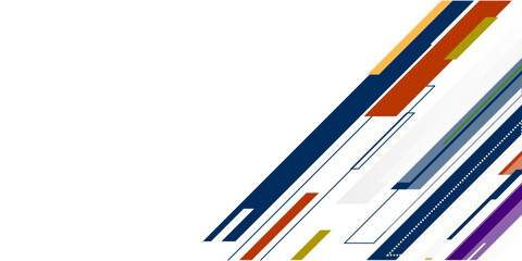 Fototapeta premium Modern blue, white and yellow geometric diagonal shapes design. Abstract banner background. Suit for brochure, website, flyer, cover, poster, banner, sport, presentation.