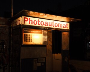 Old photo booth at night
