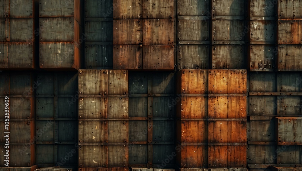 Poster textured industrial blocks with rust
