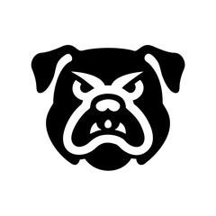 Powerful angry bulldog silhouette vector icon, ideal for sports teams, branding, and T-shirt design. A bold mascot logo that conveys strength and fierce identity. Perfect for digital and print use.