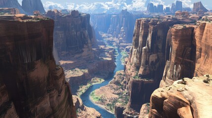 A River Winding Through a Canyon in a Desert Landscape