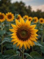 Obraz premium Vibrant sunflower blooming in a summer scene