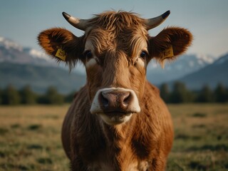 Wild cow staring directly at the camera