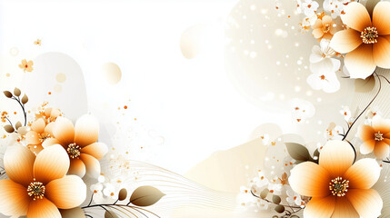 Elegant floral background, cheerful mood, orange and white blossom design

