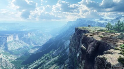 Fototapeta premium A Mountainous Landscape with a Cliff Edge