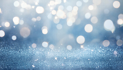 Obraz premium Blurred snowy backdrop with delicate bokeh lights. Frosted winter glow.