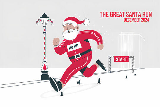 The Great Santa Run December 2024 event poster with Santa racing
