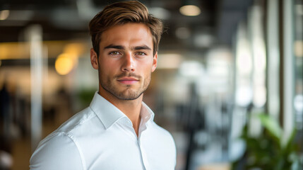 Obraz premium A lean muscular man, half frontal portrait shot realistic.