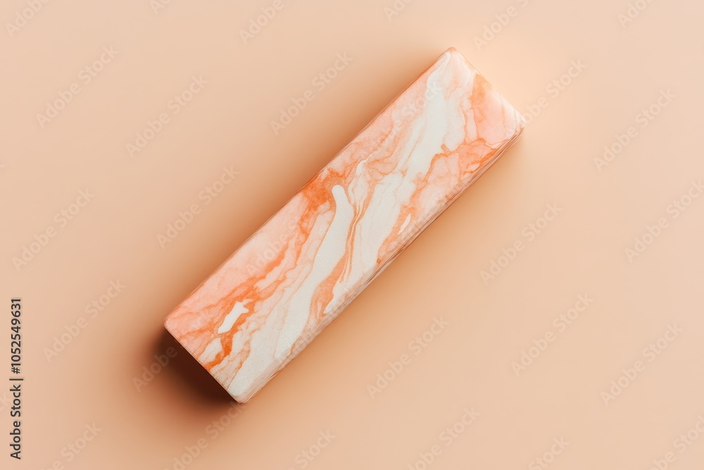 Aufkleber elegant marble-style rectangular block in soft orange and white colors on a gentle peach background