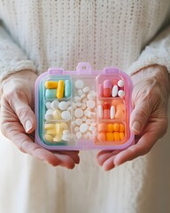 Senior Holding Daily Pill Organizer