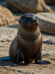Fototapeta premium Australian fur seal in Narooma, NSW, June 2022.