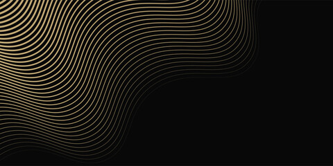Sparkling luxury gold waves background on black background. Premium design for wallpaper