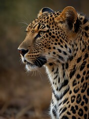 Beautiful leopard gazing into the distance.