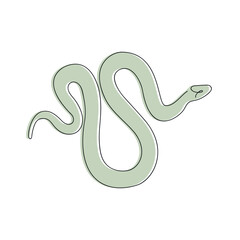 Fototapeta premium Snake in one continuous line in color. One line drawing, minimalism. Vector illustration.