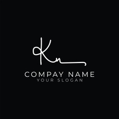 K N initial letter handwriting and signature logo. KN hand drawn calligraphy lettering vector for real estate, beauty, photography, letter logo design