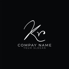K R initial letter handwriting and signature logo. KR hand drawn calligraphy lettering vector for real estate, beauty, photography, letter logo design