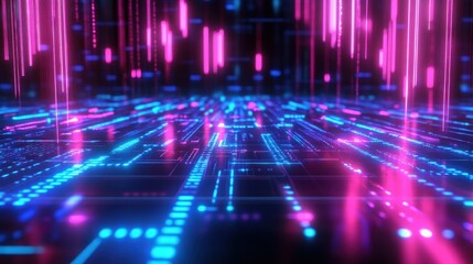 Neon Lights Abstract Digital Background