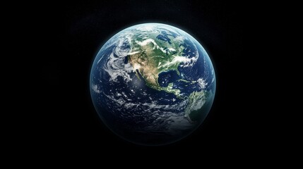 Aerial view of Earth showcasing North America under a starry night sky with vibrant colors