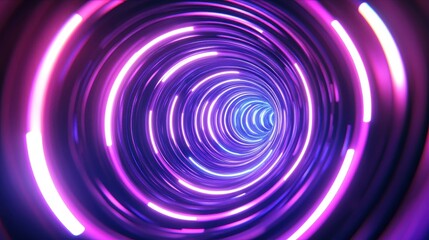 Abstract Purple and White Neon Spiral Tunnel