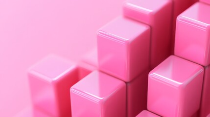 Obraz premium Pink Building Blocks on Soft Background